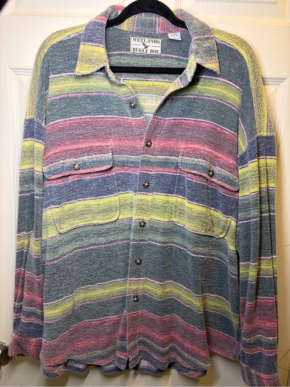 Vintage 90’s Wetlands Bugle Boy Pastel Striped Button-Up Shirt